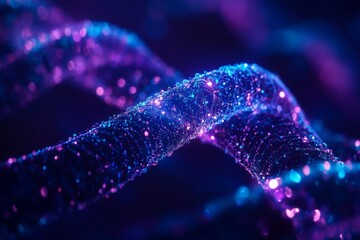 Aufkleber - Abstract ribbon formed by glowing particles on dark background creates a sense of flowing energy