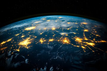 Aufkleber - Planet Earth illuminated at night showcasing city lights and natural wonders from space