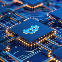 Poster - Bitcoin Cryptocurrency Digital Currency Circuit Board Technology Illustration