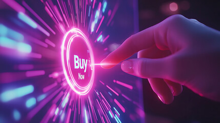 Poster - Digital purchase activation e-commerce website interactive button virtual space close-up view online shopping trends