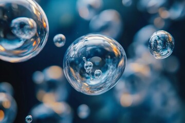 Aufkleber - Bubbles floating in a dark background create a mesmerizing underwater effect during daylight hours