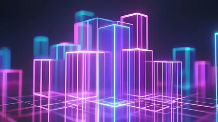 Poster - Vibrant neon cityscape digital realm 3d rendering futuristic environment high-contrast viewpoint