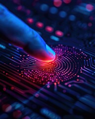 Poster - Fingerprint Scan Futuristic Technology Digital Security Biometric Authentication System