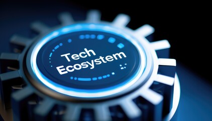 Poster - Futuristic Tech Ecosystem Gear Innovation Technology Network