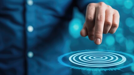 Poster - Hand Reaching a Digital Target Achieving Business Goals Online Strategy