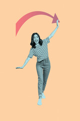Poster - Poster image composite photo collage of happy businesswoman dance arrow development concept career growth aim achievement chance