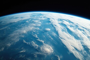 Poster - View of the Earth from a space station, with clouds and oceans visible