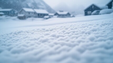 Aufkleber - A snowy street with houses in the background