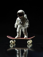 Poster - An astronaut stands on a skateboard, a unique and futuristic combination