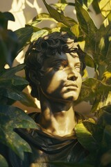 Poster - Close-up shot of a statue depicting a man, great for artistic or symbolic uses