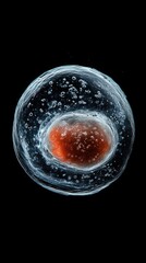 Poster - A single red object floating in a clear glass of water