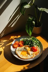 Poster - A meal served on a table accompanied by a potted plant