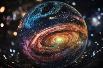 Poster - A futuristic concept featuring a miniature galaxy within a transparent sphere