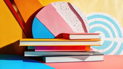 Poster - A stack of books placed on a table, suitable for office or study settings