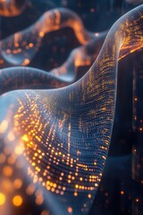 Poster - A close-up shot of a wave-like formation of lights, great for use in scenes where technology or innovation is the focus
