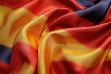 Poster - Close-up shot of textured fabric with red, yellow, and blue stripes