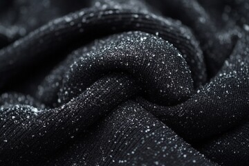 Leinwandbilder - Sparkling texture of black fabric detailed with fine glitter particles illuminated by soft light