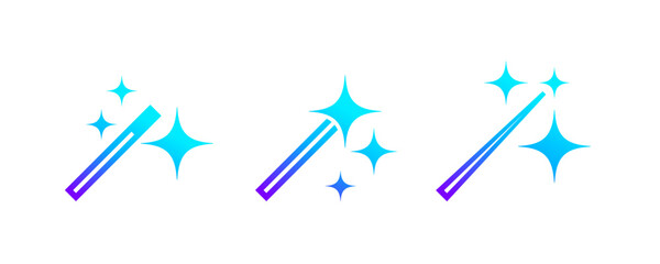 Fototapete - magic wand ai assistance icons vector set for artificial intelligence chat buttons. ai generate app 
