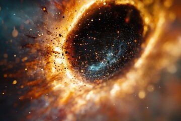 Poster - A black hole at the center of a galaxy, surrounded by stars and gas