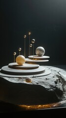 Aufkleber - A group of spheres sitting on top of a rock