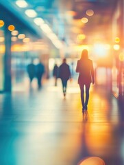 Poster - A person carrying a suitcase walks down a hallway, great for travel or adventure scenes