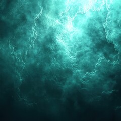 Canvas Print - ethereal teal abstract cloudscape with bright light source creating a dreamy and surreal atmosphere 