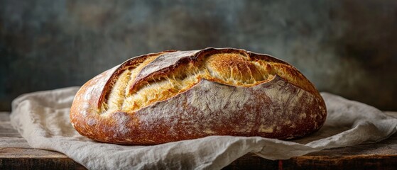 Poster - A simple scene of a loaf of bread sitting on top of a piece of paper, suitable for use in still life or food-related contexts