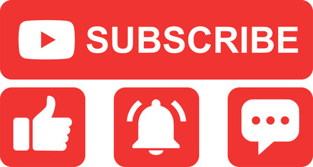Aufkleber - Icon set for channel and social networks. Like, Comment, Share, and Subscribe Button