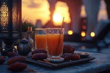 Poster - A single serving of freshly squeezed orange juice sits on a table, ready to be enjoyed