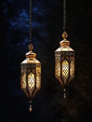 Poster - Lanterns suspended from a long chain, often used in events or decorations