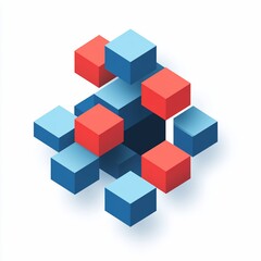 Wall Mural - abstract geometric design of interconnected cubes; innovation, technology, strategy, and complex sys