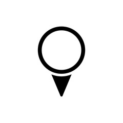 Poster - Black and white location icon with a circle and pointed tip, commonly used as a map marker symbol.