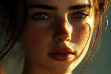 Poster - Close-up shot of a woman's face featuring freckles