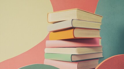 Poster - A stack of books sitting on a table with a calm atmosphere