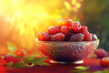 Poster - Fresh dates arranged neatly on a table
