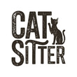© DesignIMT - Cat sitter vector vintage design, cat t shirt design