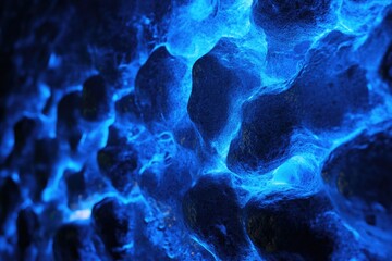 Poster - Close-up shot of a unique rock formation lit by blue lights