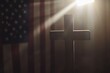 © Fotograf - A symbol of faith and patriotism, this image features a cross emblem on the front of an American flag