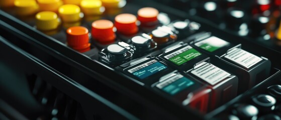 Poster - A collection of colorful buttons captured in close-up