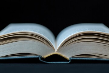 Poster - A single open book placed on a table surface
