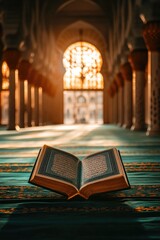 Poster - A person's favorite book sits on a lush green rug, perfect for reading or decoration