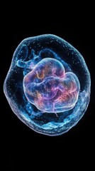 Aufkleber - A close-up shot of a single cell on a black background, ideal for use in scientific and educational contexts