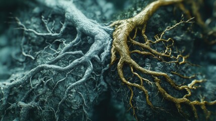 Aufkleber - A detailed view of tree roots, suitable for use in nature-inspired designs or environmental projects