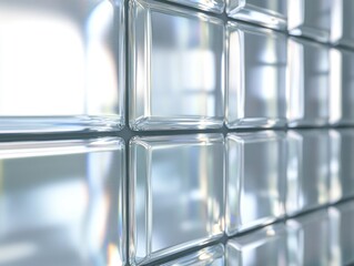 Aufkleber - A close-up view of a glass block wall with intricate details
