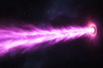 Poster - A vibrant cosmic jet of purple energy erupts from a distant black hole in the vastness of space