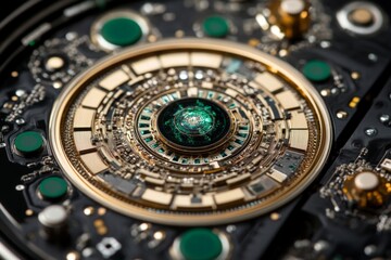 Poster - Intricate details of a modern watch mechanism showcasing precision craftsmanship and advanced technology