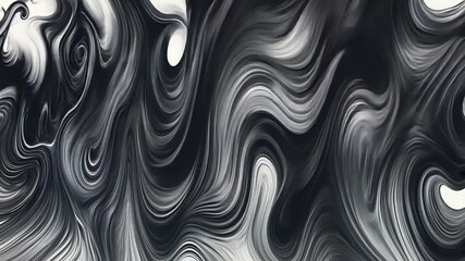 Poster - Fluid Dynamics: A mesmerizing grayscale pattern of swirling, liquid-like forms in a display of abstract art, evoking a sense of movement and depth. 