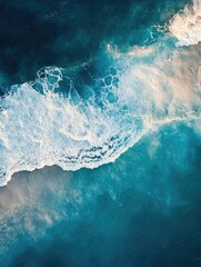 Poster - Aerial view of a calm lake or sea with surrounding landscape