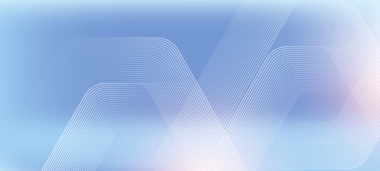 Fototapete - Digital futuristic technology concept with hexagons. Digital hexagonal blue abstract background. Geometric stripe line art design for poster, brochure, cover, banner, website, header