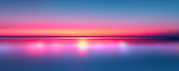 Poster - Sunset landscape abstract background idea. A serene sunset reflecting vibrant colors on calm water's surface.